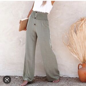Vici Linen High Waist Button Pants